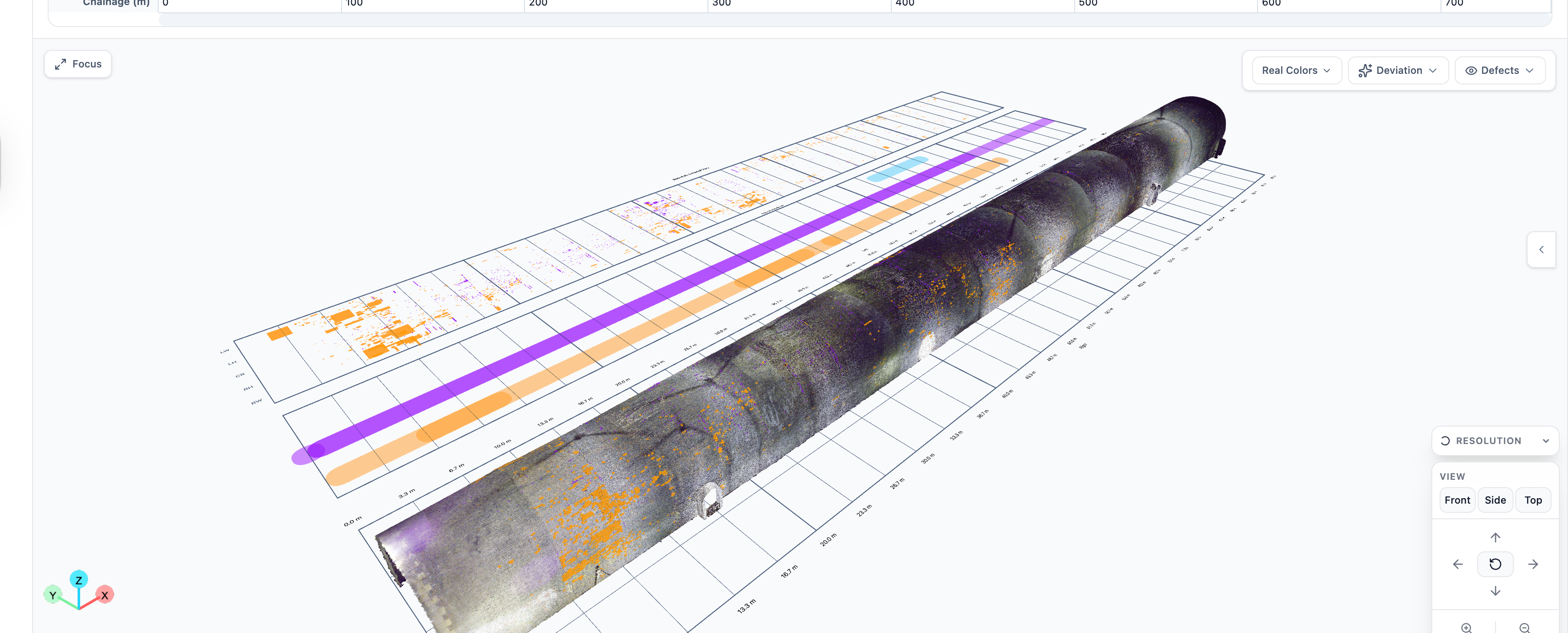 3D digital twin of the National Highways tunnel, generated from raw LiDAR with defects classified and severity-rated